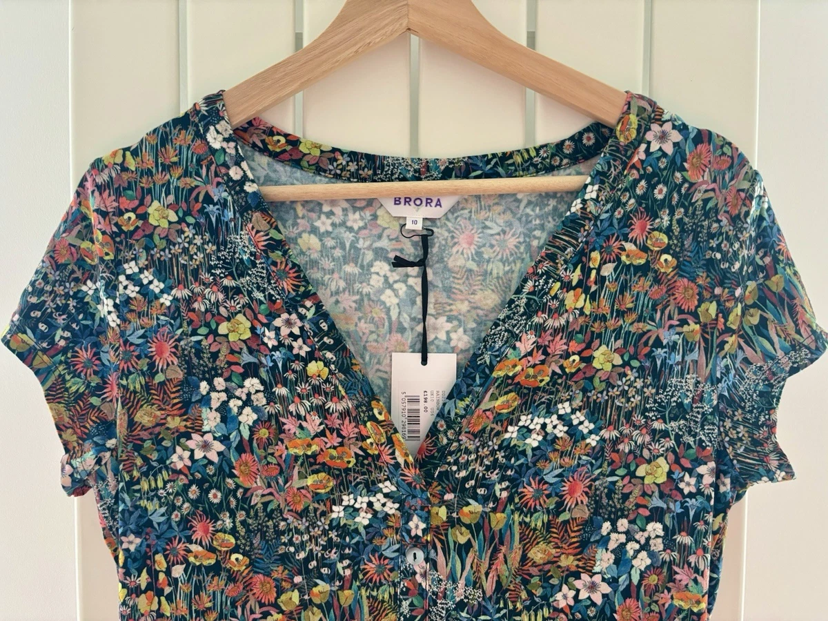 Jupe Femme Brora Taille 14 - Ligne A Mi-longue Fleurie Lin Multicolore