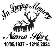 In Loving Memory Of Decal - Deer Buck Camper Compass Outdoors Memorial Sticker