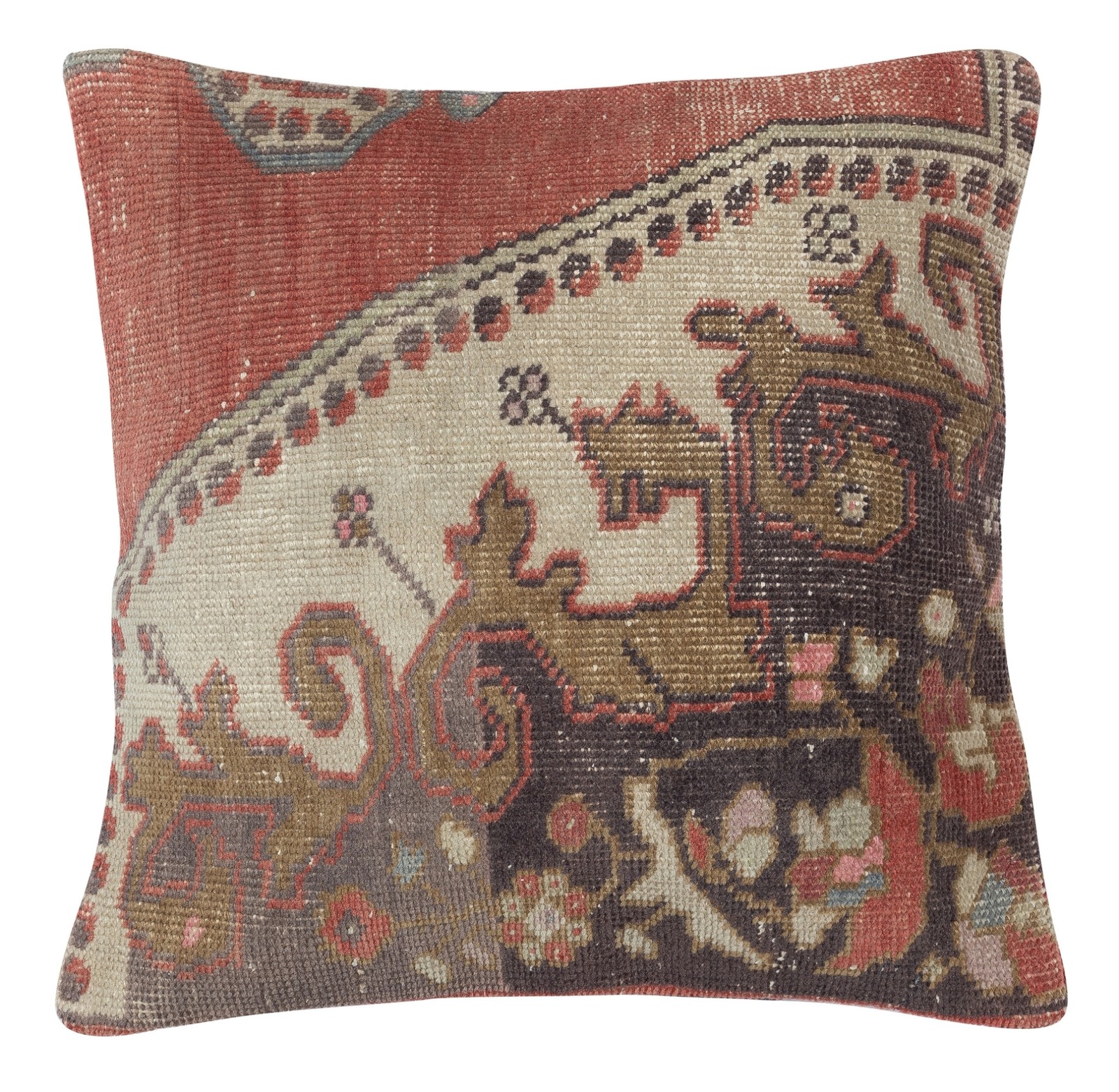 20"x20" Traditional Wool Cushion Cover. Turkish Accent Pillo