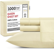 Certified 100 Cotton Bed Sheets Queen Size 1000 Thread Count Queen Size Bed...