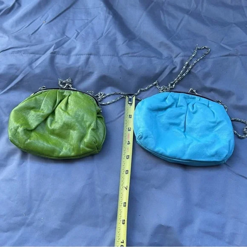 Coord Blue and Green Clutches w/Silver Chain Crossbody Straps & Clasp Closure - Picture 6 of 6
