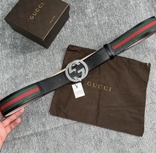 Authentic Gucci Black Green And Red Striped Belt, Men’s Size 40-42 (115cm)
