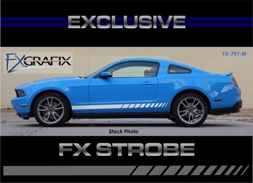 2010 - 2012 Ford Mustang Strobe Side Rocker Stripe Dealer Quality Graphcis - Picture 1 of 3