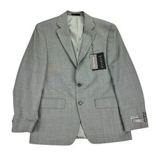 Michael Kors Mens Classic Fit Plaid Stretch Wool Blend Suit Jacket Gray 38S