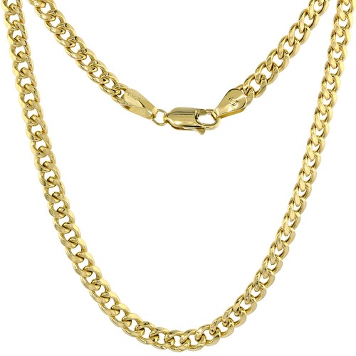 14k Yellow Gold 3mm-4.6mm Men Women Miami Cuban Link Chain Necklace Hollow 7-30” - 第 7/7 張圖片