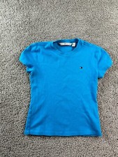Tommy Hilfiger Shirt Girls M Blue Flag Logo Short Sleeve Crewneck Pullover