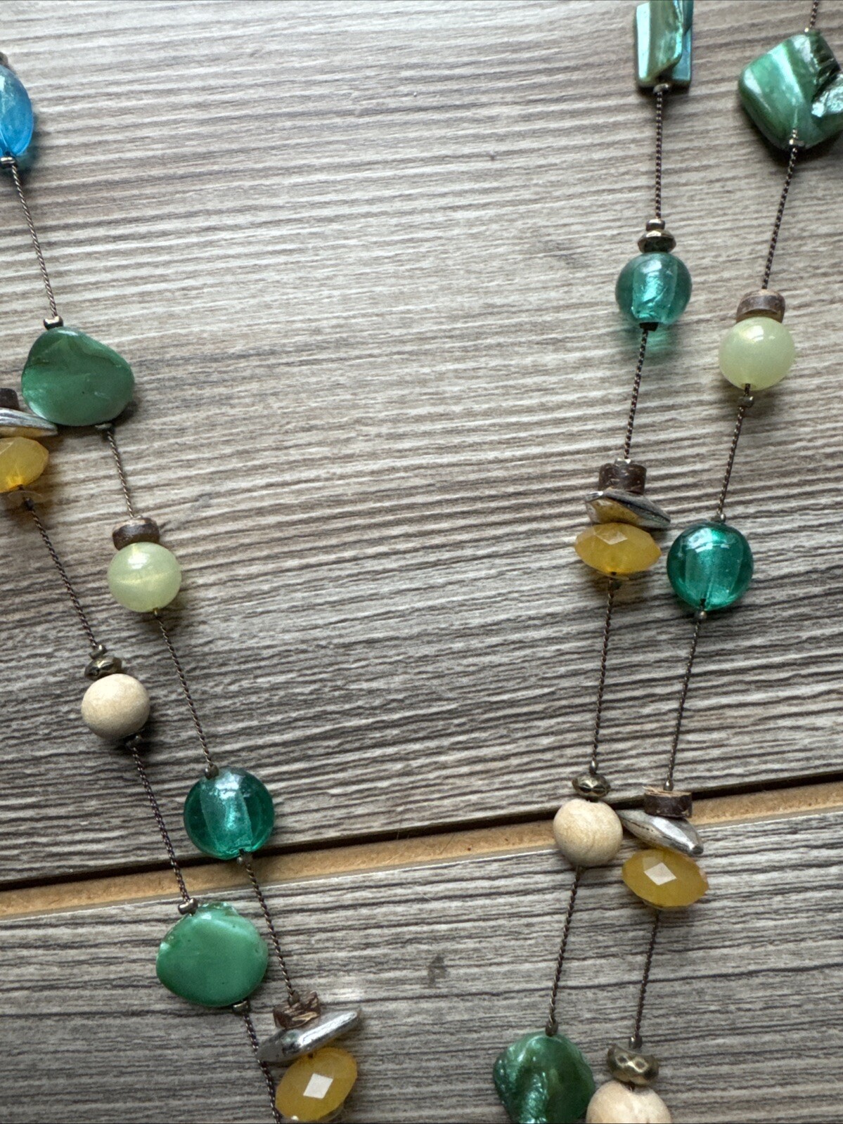 Double Strand Signed Ruby Rd Silvertone Blue Gree… - image 4