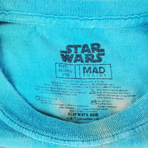 Star Wars Shirt Men 2XL Blue Gray Crew Neck Tie Dye Sleeve Graphic Stretch - Picture 8 of 14