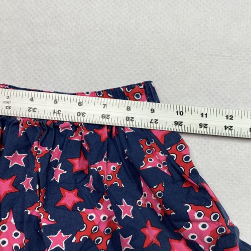 Hanna Andersson Girls Skirt sz S Blue Pink Stars Elastic Waist Lace Hem A Line - Picture 4 of 24