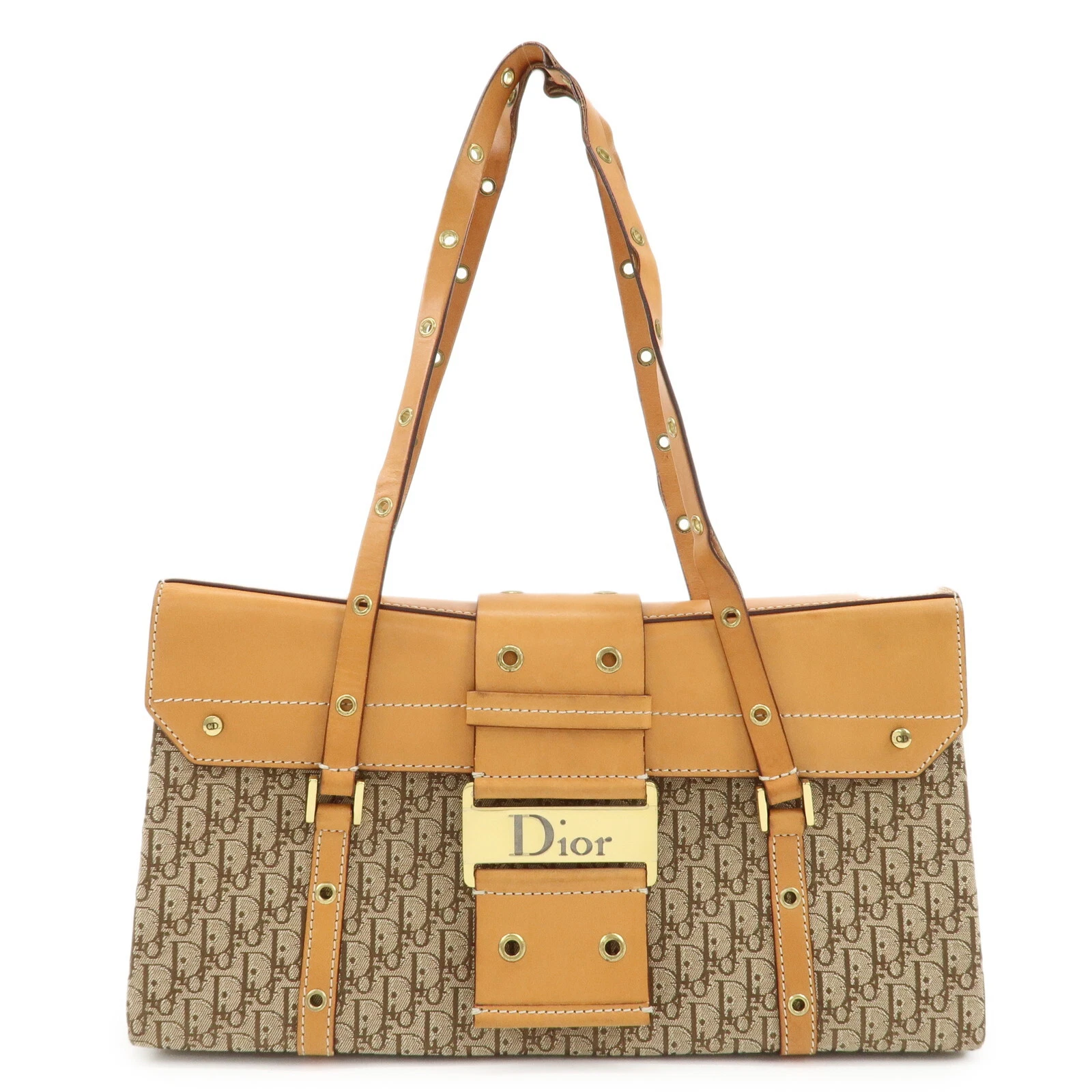 Authentique sac à bandoulière Christian Dior Trotter Street chic toile cuir occasion F/S