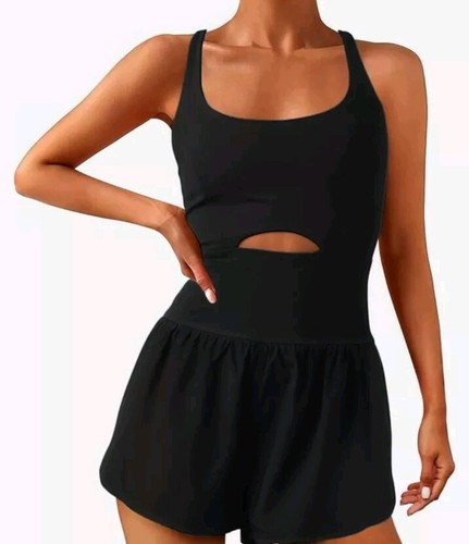 Women's Sz Medium Workout Romper Jumpsuit -Padded Bras Sleeveless One Piece NEW
