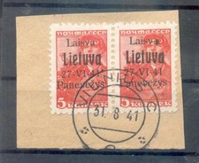 Litauen PONEWESCH 4b PAAR auf gest. Luxusbriefst&uuml;ck+gepr. 280EUR (A8108