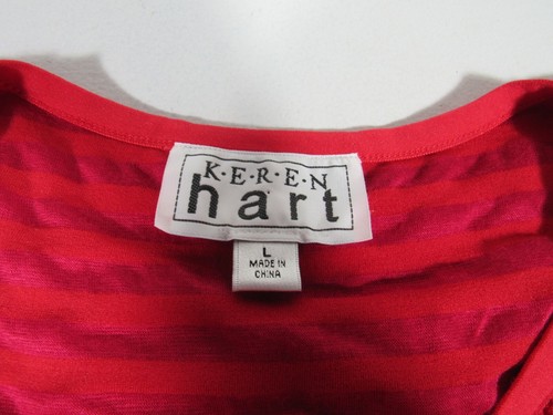 Keren Hart Womens Red Long Sleeve Button Blouse Size L Vintage - Picture 2 of 3