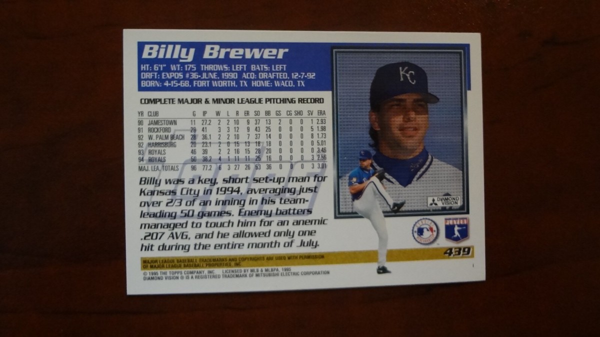1995 TOPPS # 439 BILLY BREWER BASEBALL CARD | eBay
