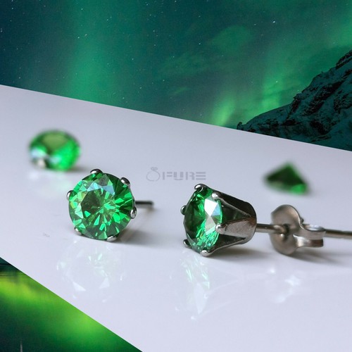 5MM Charming Red Purple Pink CZ Stone Round Cut Surgical Steel Stud Earrings UK - Picture 62 of 134