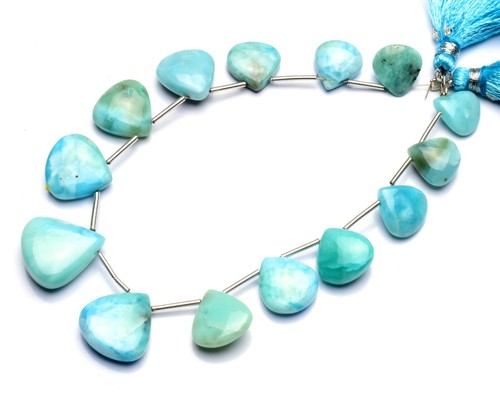 Perles Topaze Bleue Naturelle Briolette Cœur - Taille 6,5 Mm - Lot De 9 Perles - 83 Carats
