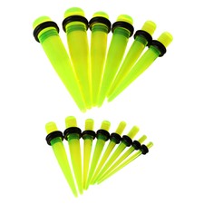 14pcs Green Acrylic Ear Taper Kit Ear Plug Stretcher O-Ring Ear Gauges 14G-00G