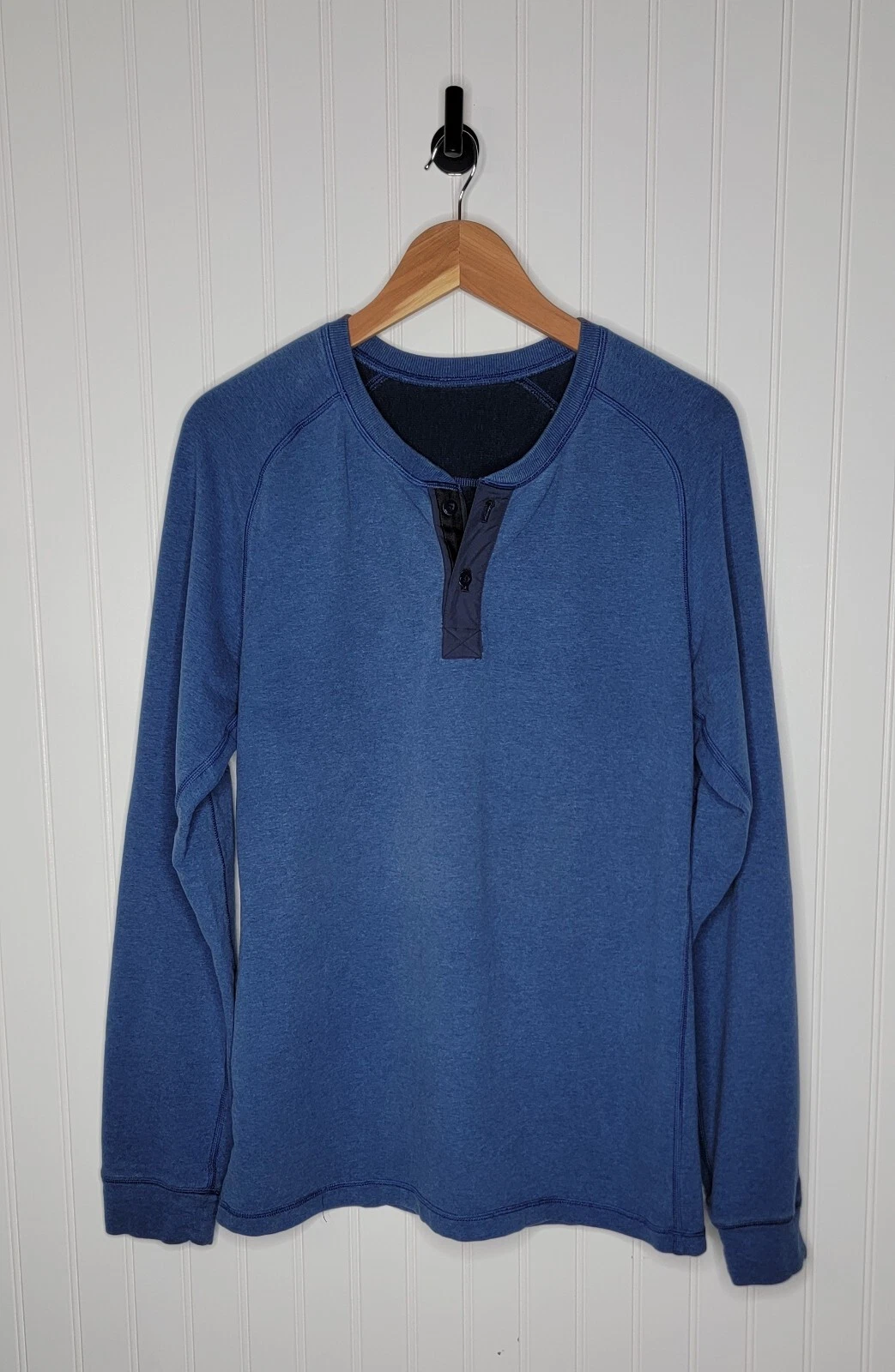 Lululemon All Town Henley Pullover Men's Size Medium Blue Long Sleeve