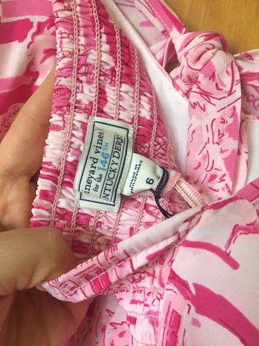 Vineyard Vines Pink & White Toule Kentucky Derby Jumper, Size 6 - Picture 10 of 13