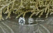 3Ct Lab Created D/VVS1 Diamond Solitaire Stud Earrings 14k White Gold Over