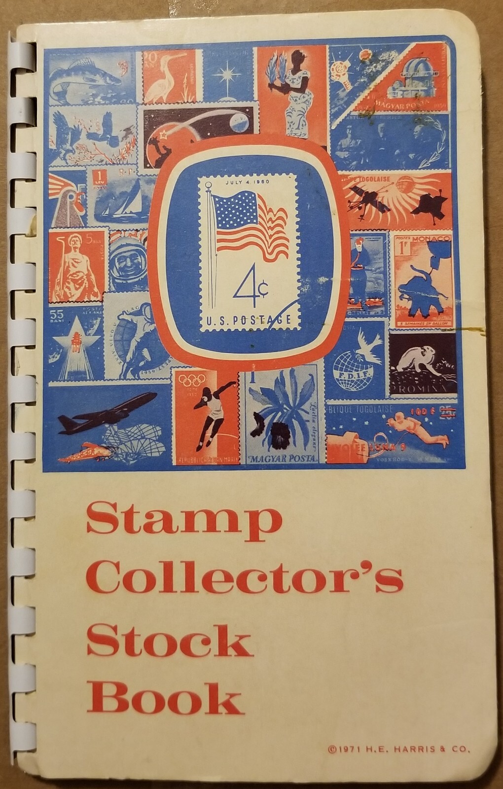 1971 H.E. Harris & Co. Stamp Collector's Stock Book chock full of US