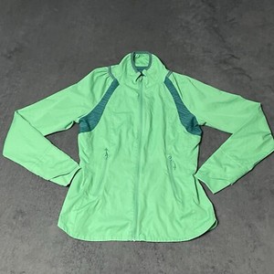 Pearl Izumi Windbreaker Jacket Womens M Green Mock Neck Full Zip Pocket Packable