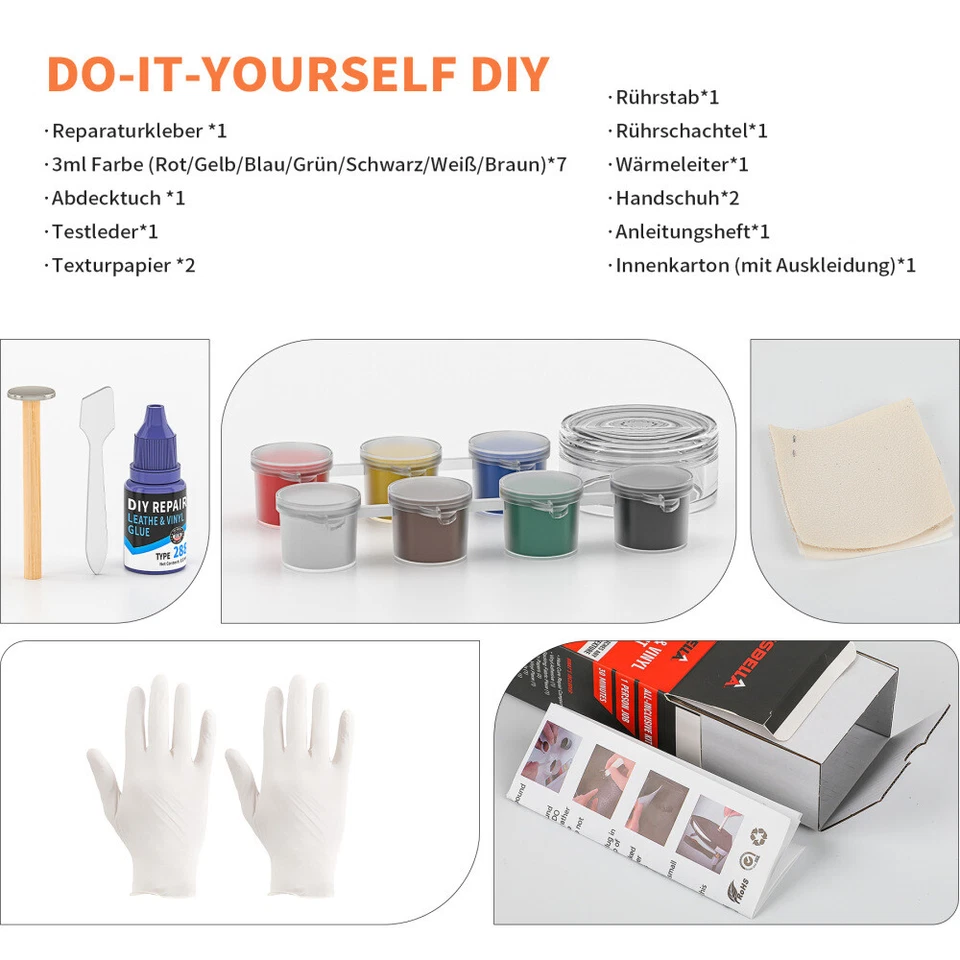 Couch Autositz Reparaturset Leder Fix Polster Teppich Brandloch Reparatur DIY - Bild 2 von 4
