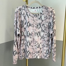 Sundry Pink Gray Snake Print Drapey Pullover Sweatshirt Soft Cozy Size 1 Small