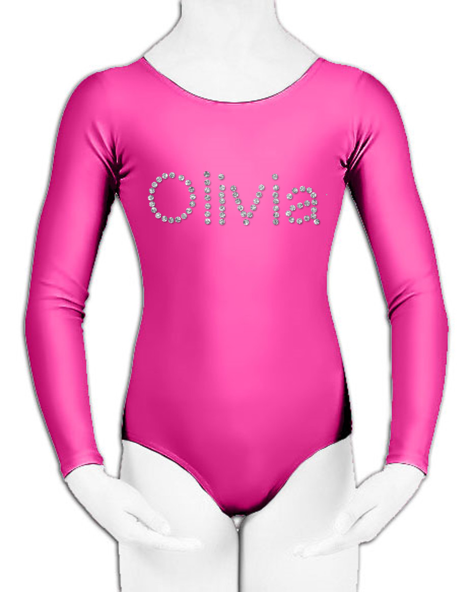Personalisiertes ROSA LYCRA schwarzes Tanztrikot Gymnastik Glitzer Geburtstagsgeschenk