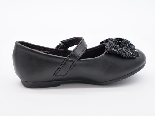 Jelly Beans Wtana Girls Size 7 Mary Jane Flats Black Sequins Bow Accent Shoes - Picture 3 of 10