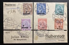 1914 Vlone Albania Registered Front Cover To Halberstadt Germany Set Sc#47-52