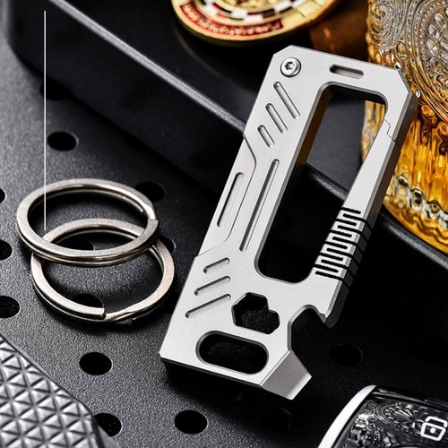 EDC Titanium Alloy Multi Tools Keychain Carabiner Opener Outdoor Folding Knife - Picture 13 of 14