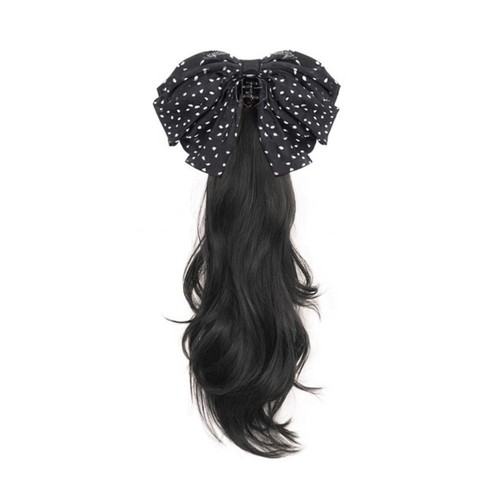 Hair Extension Black Bows Knot Ponytail Claw Clip Ponytail Wig for Women - Picture 10 of 16