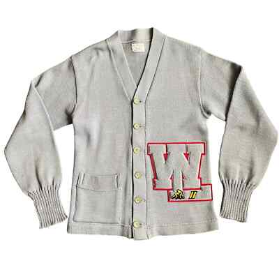VTG McMillan Sans Knit Varsity Sweater Cardigan Varsity Wool Wrestling Grandpa