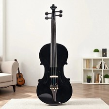 4/4 Full Size Beginner Acoustic Electric Violin Set - Student, Tuner, EQ, Black