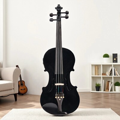 4/4 Full Size Beginner Acoustic Electric Violin Set - Student, Tuner, EQ, Black