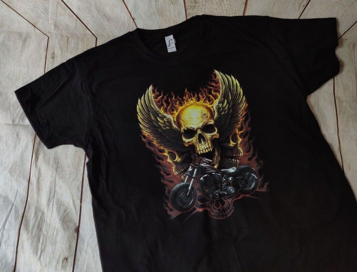 ALTRA Maglietta Moto Teschio e Fiamme Biker Bikers