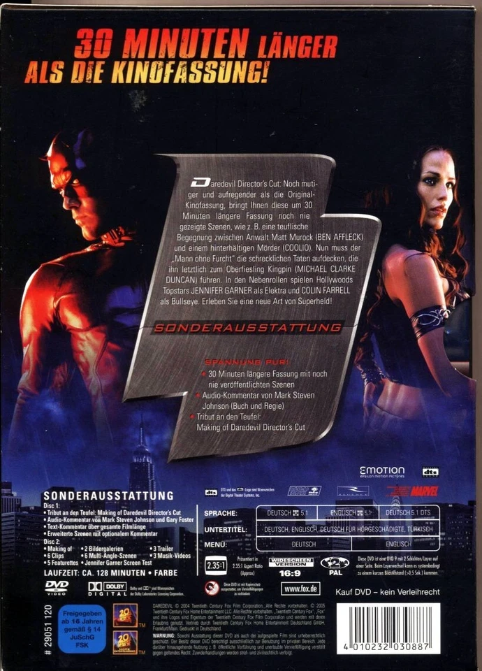 2 DVD DAREDEVIL DIRECTOR'S CUT Special Edition | 2005 | DEUTSCH | Marvel | uncut - Bild 2 von 4