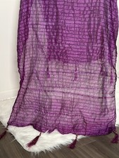 Purple Silk Dupatta with Tassels Chunri Shawl Wrap Stole