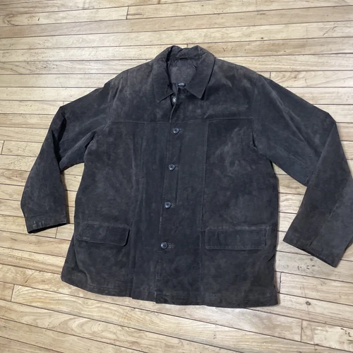Knightsbridge Vtg Leather Chore Coat Men XL Brown Suede Western Distress Jacket - product listing photo