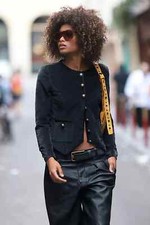 Free People Becky Women Jacket Size S Black Button Front Scoop Neckline New!