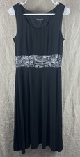 Perceptions Women's Black Wide Strap Midi Length Lightweight Dress Size 10