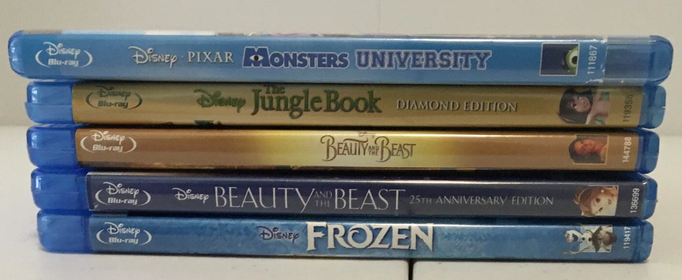 Blu-ray Disney Movie Lot 5 Frozen Beauty & Beast Jungle Book Monsters University Foto 2 de 3