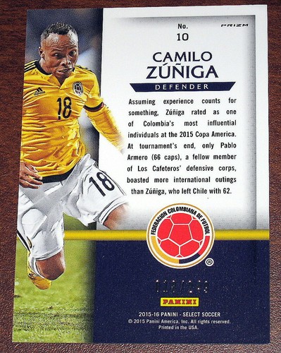 2015-16 Select Camilo Zuniga National Pride CAMO JERSEY # 018/249 Prizm Colombia - Picture 2 of 2