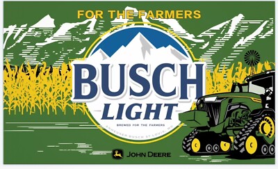 John Deere Busch Light Beer 3x5 FT Flag Banner Farm Garage Wall Art Fan Gift U.S