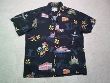 Vintage Paradise Found Mardi Gras Hawaiian Shirt Mens Large Black Rayon