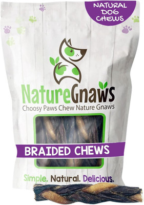 Nature Gnaws Braided Bully Twists for Dogs 5-6'' (3 Count) - Long Lasting for Sma