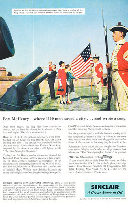 1957 Sinclair Fort McHenry Maryland -  Vintage Advertisement Car Print Ad J461