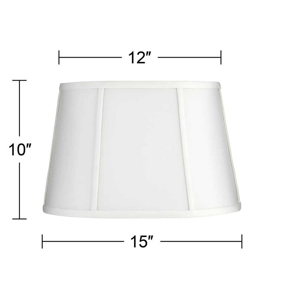 White Racetrack Small Oval Lamp Shade 12" Top x 15" Bottom x 10" High (Spider) - Image 4 of 4