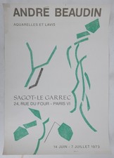 [AFFICHE D'ART] André Beaudin : Aquarelle verte #Sagot-le Garrec #Paris, 1973